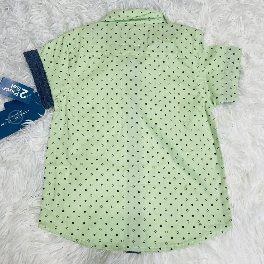 Perry Ellis Boys Color‎ Button Up Polo Short Sleeve Toddler boys 2T Pastel Green